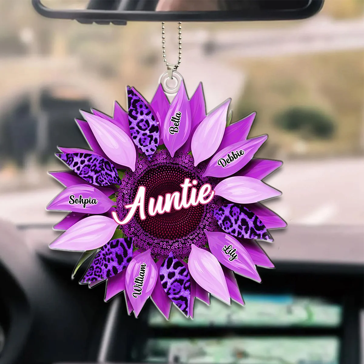 Nana, Mom, Auntie Family Sunflower - Loving Gift For Mother, Grandma - Personalized Acrylic Car Ornament - Image 2