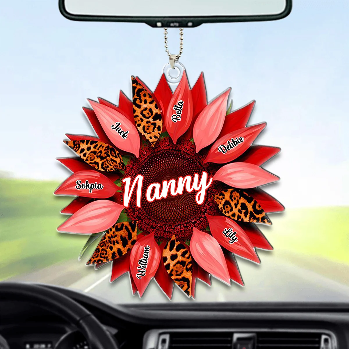 Nana, Mom, Auntie Family Sunflower - Loving Gift For Mother, Grandma - Personalized Acrylic Car Ornament - Image 3