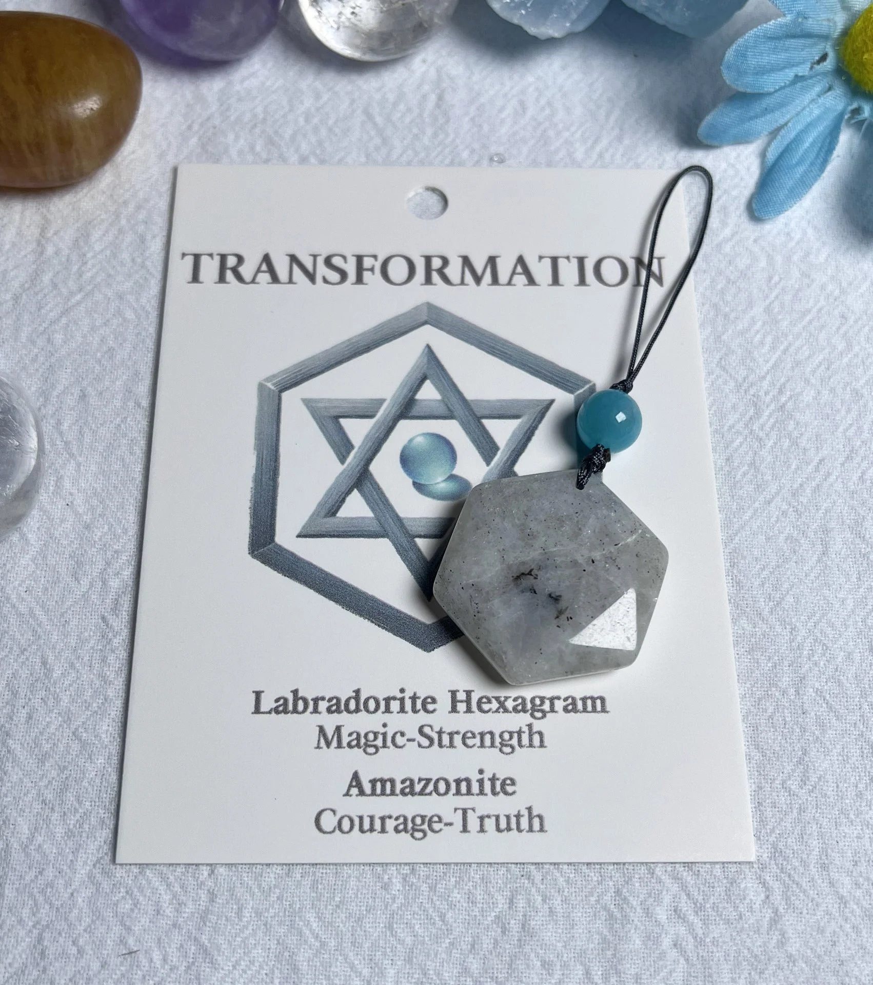 Natural crystal pendant-hexagon star crystal ornament - Image 5