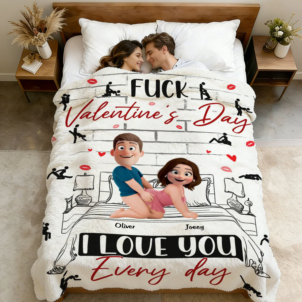 Naughty Couple I Love You Every Day - Personalized Blanket- Personalized Blanket Gifts For Husband And Wife - Image 2