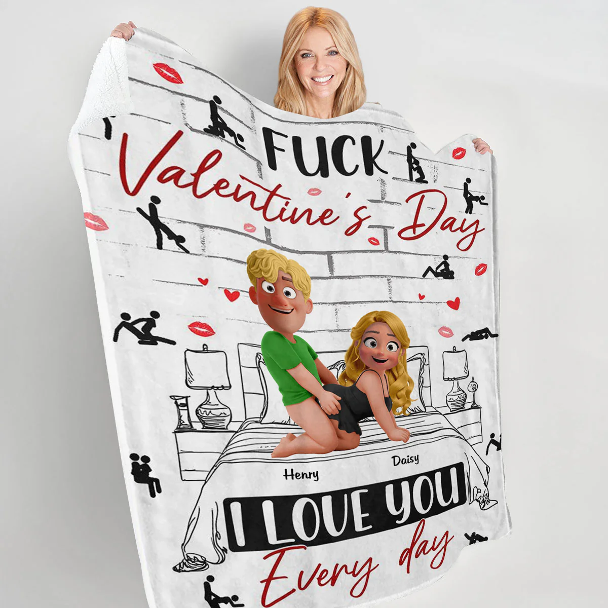 Naughty Couple I Love You Every Day - Personalized Blanket- Personalized Blanket Gifts For Husband And Wife - Image 3