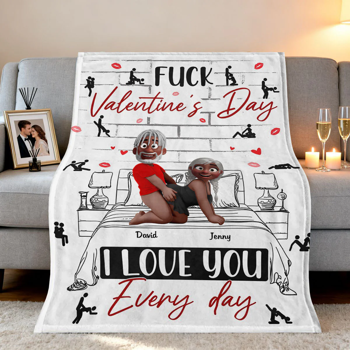 Naughty Couple I Love You Every Day - Personalized Blanket- Personalized Blanket Gifts For Husband And Wife - Image 5