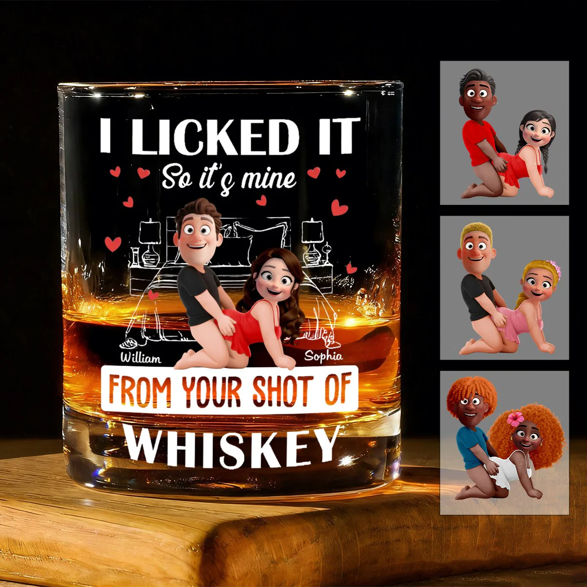 Naughty Couple New Version I Licked It So It's Mine - Personalized Whiskey Glass - Image 2