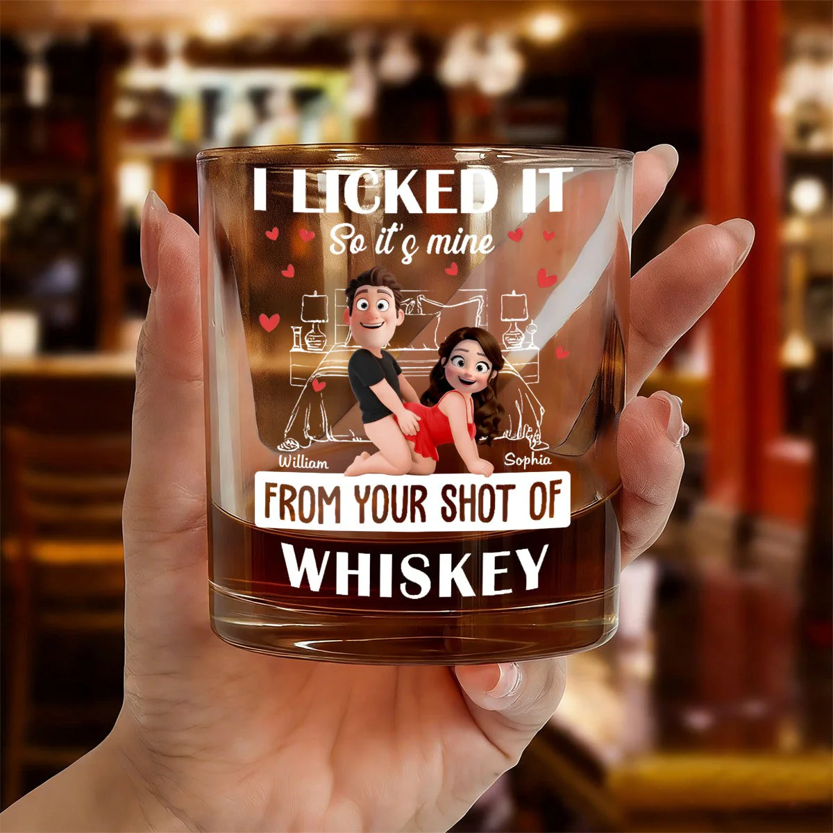 Naughty Couple New Version I Licked It So It's Mine - Personalized Whiskey Glass - Image 3
