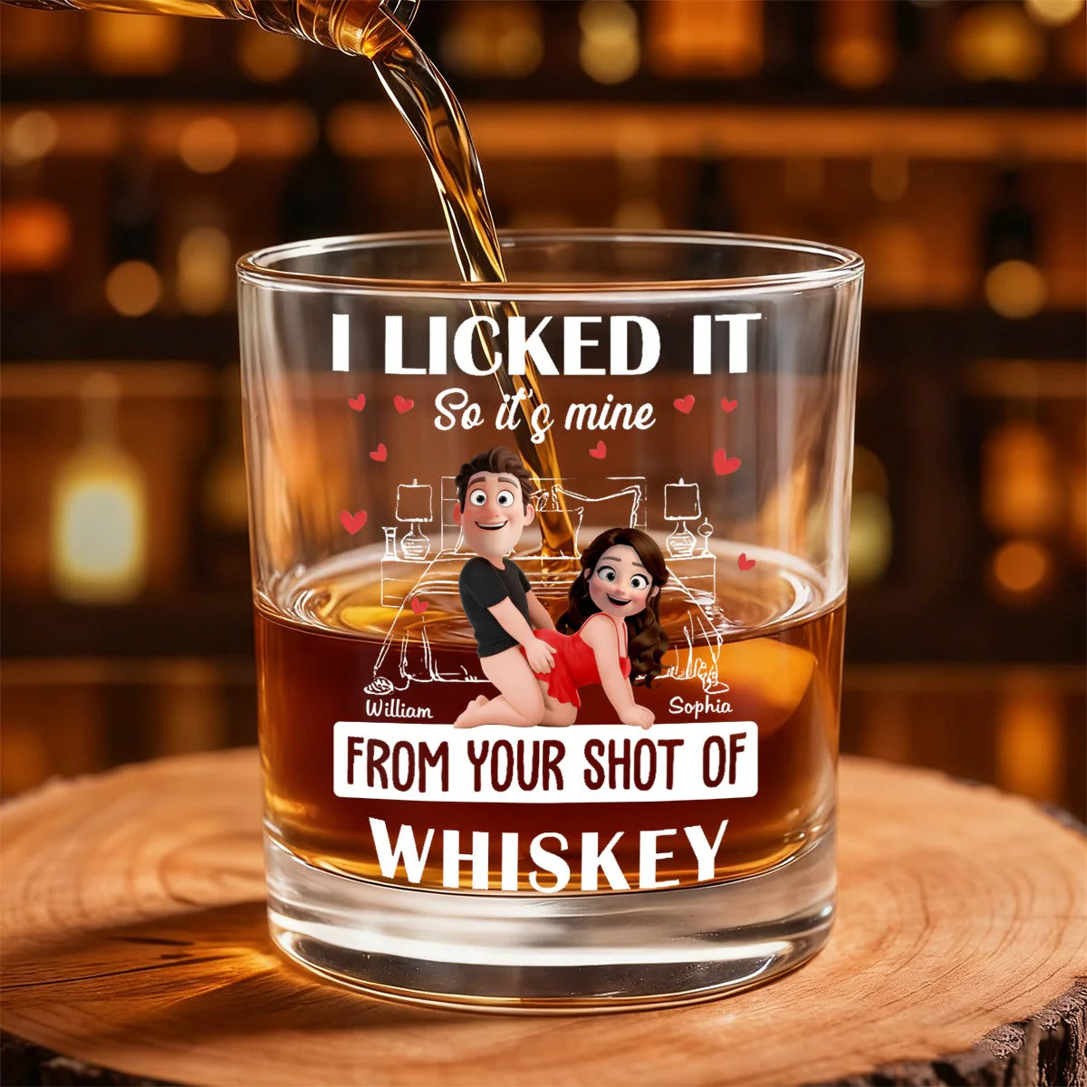 Naughty Couple New Version I Licked It So It's Mine - Personalized Whiskey Glass - Image 4