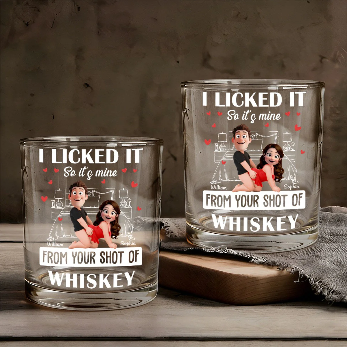 Naughty Couple New Version I Licked It So It's Mine - Personalized Whiskey Glass - Image 5