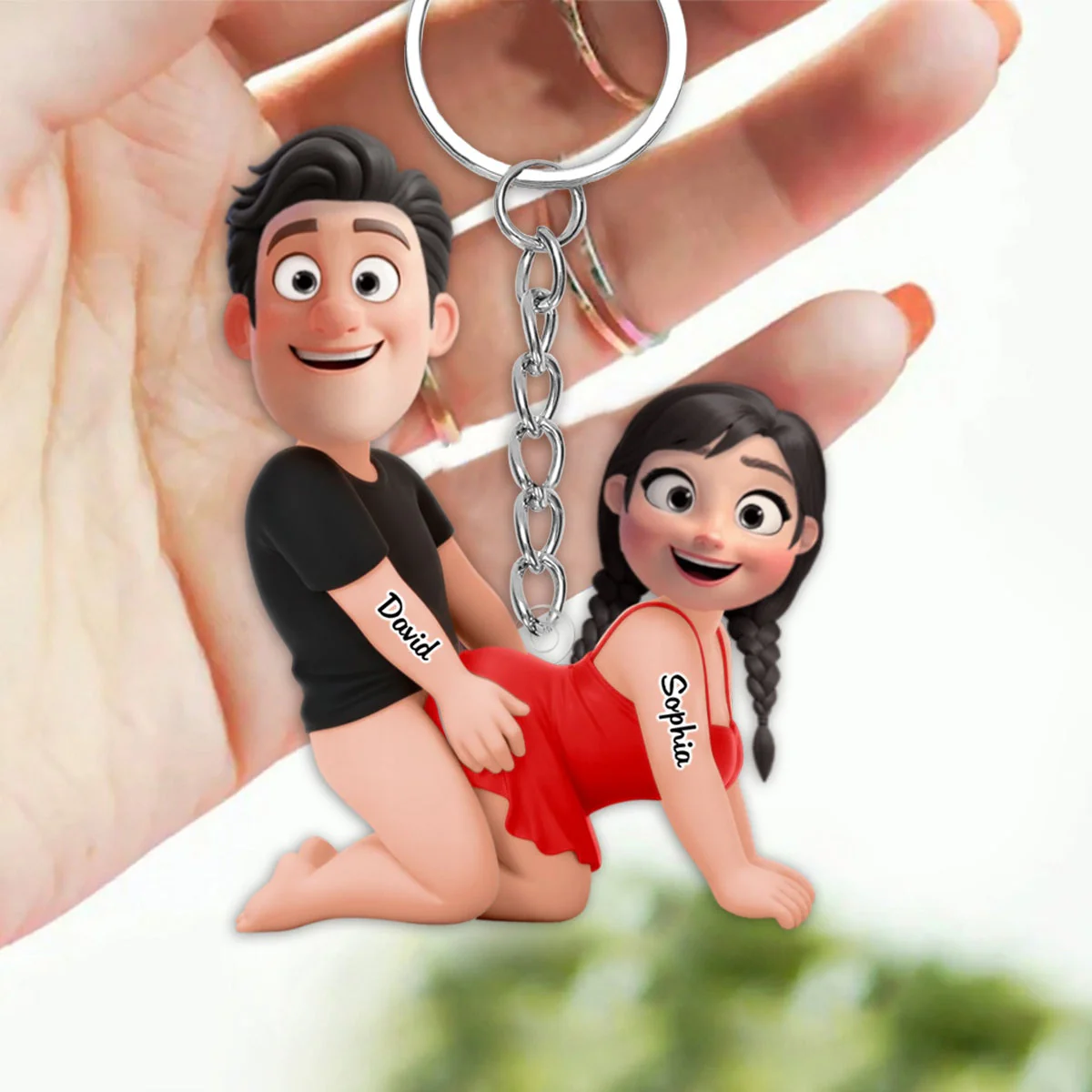 Naughty Personalized Couple  Acrylic Keychain - Gifts For Couple - Image 3