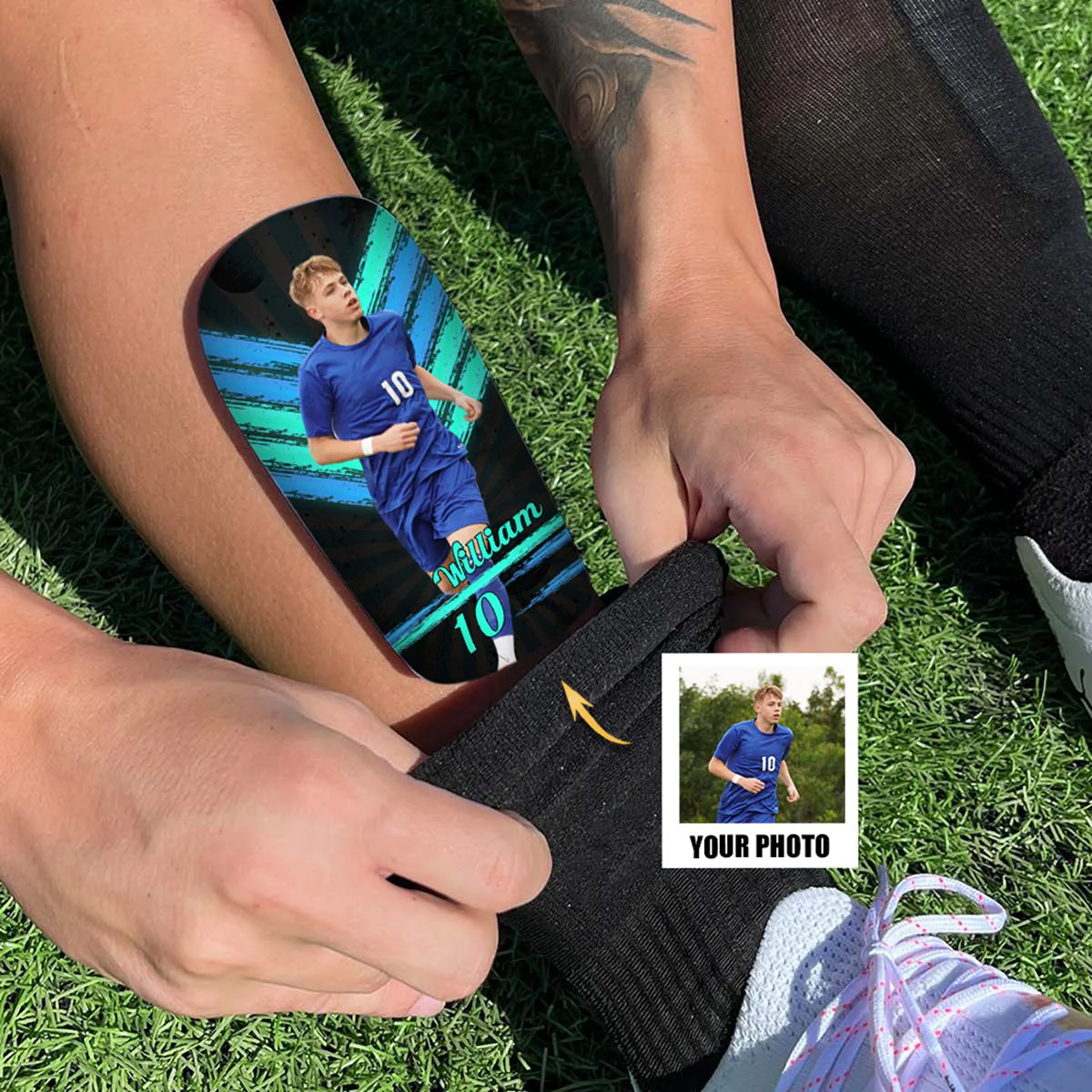 Never Give Up-Personalized Football/Soccer Shinpads - Image 3