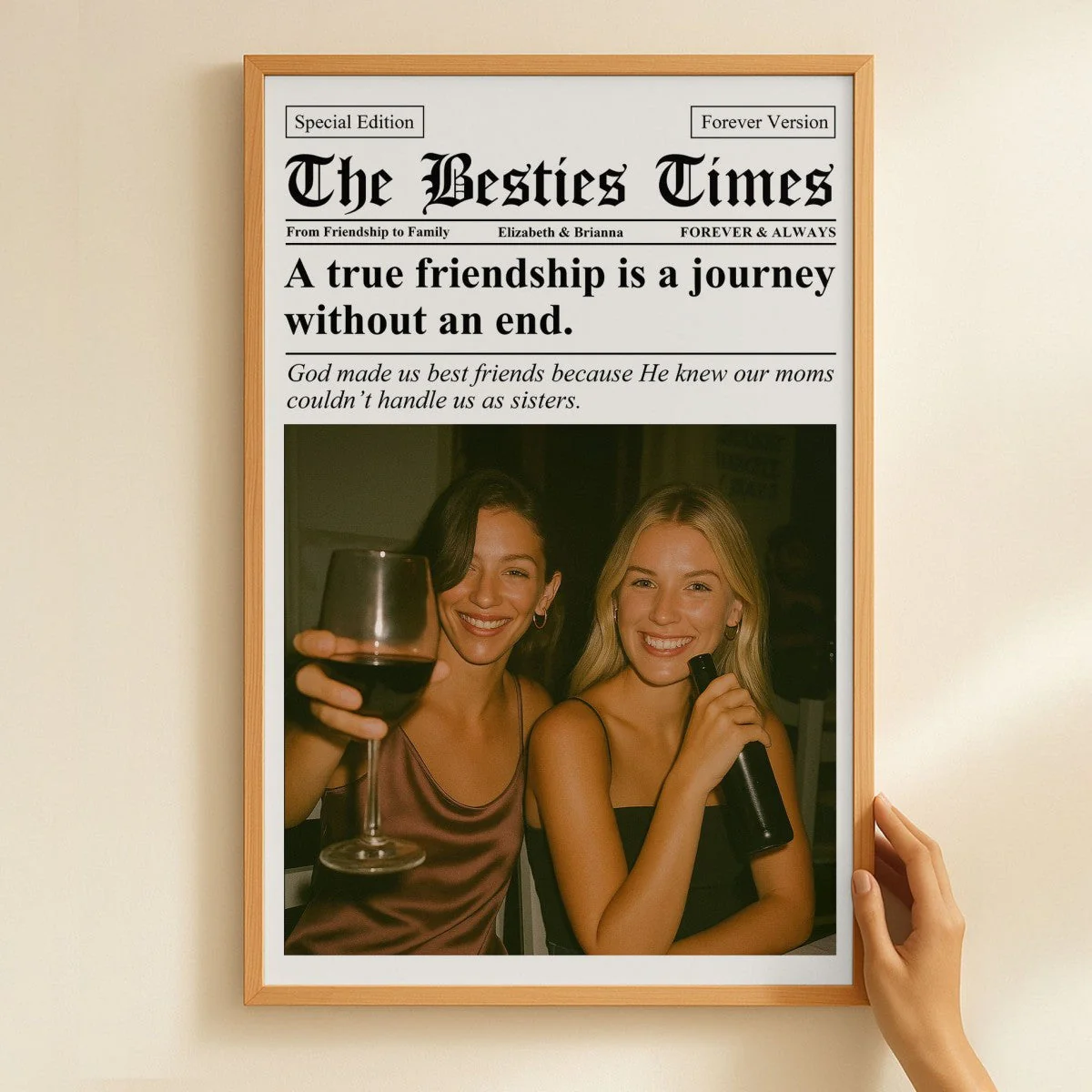 Newspaper The BFF Times - Upload Best Friend, Bestie Photo - Personalized Photo Poster Gift For Friend, Bestie - Image 3