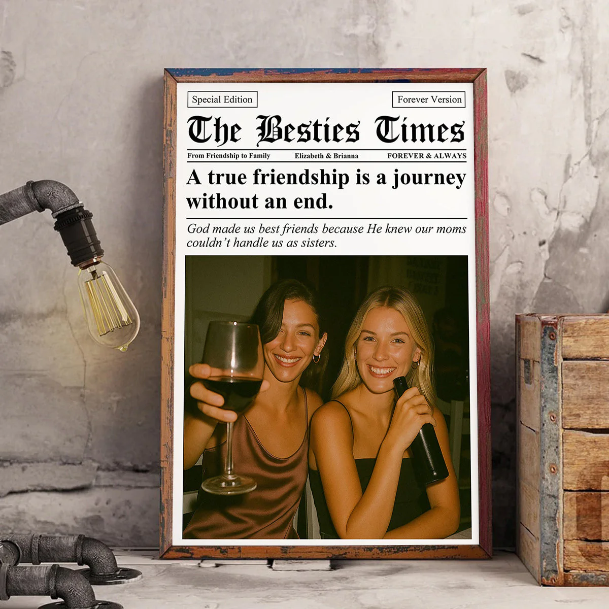 Newspaper The BFF Times - Upload Best Friend, Bestie Photo - Personalized Photo Poster Gift For Friend, Bestie - Image 6