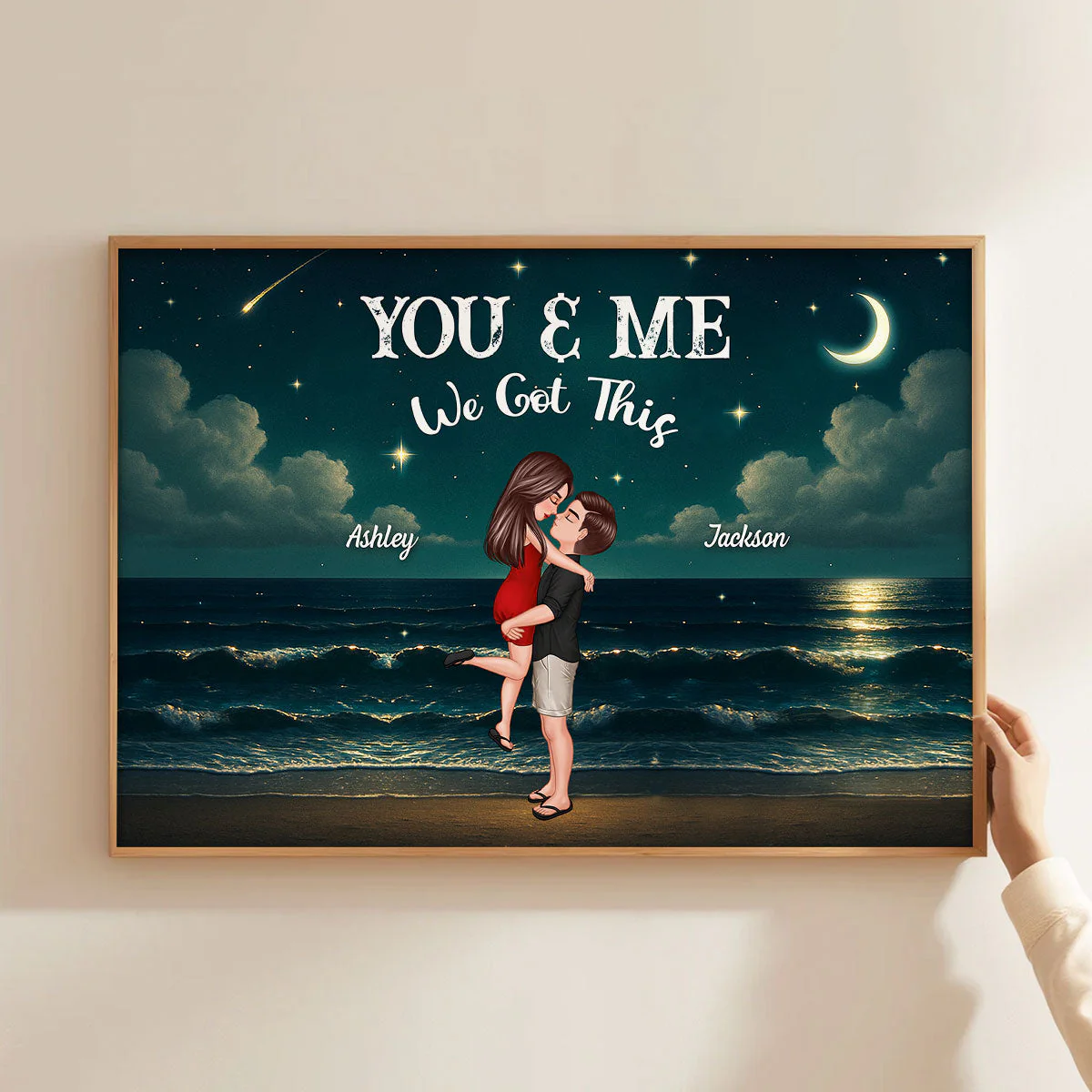 Night Beach Landscape Couple Hugging Kissing Personalized Poster - Image 10