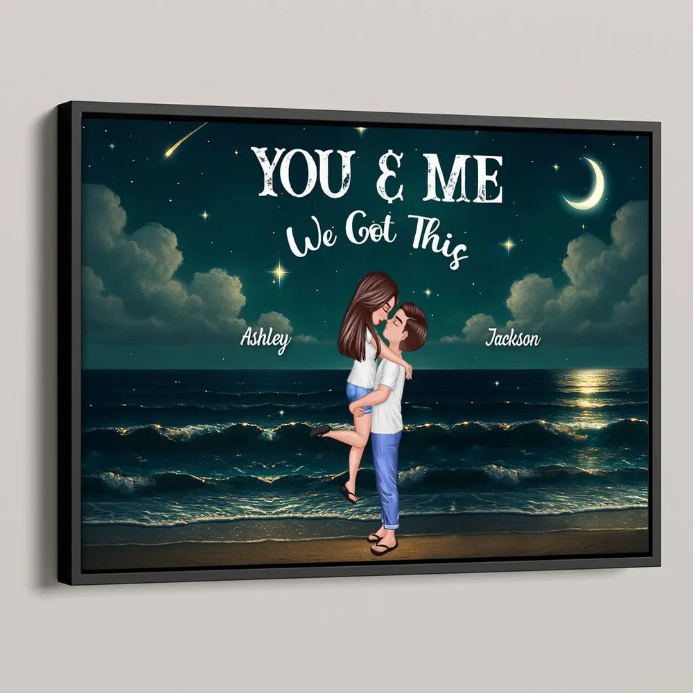 Night Beach Landscape Couple Hugging Kissing Personalized Poster - Image 6