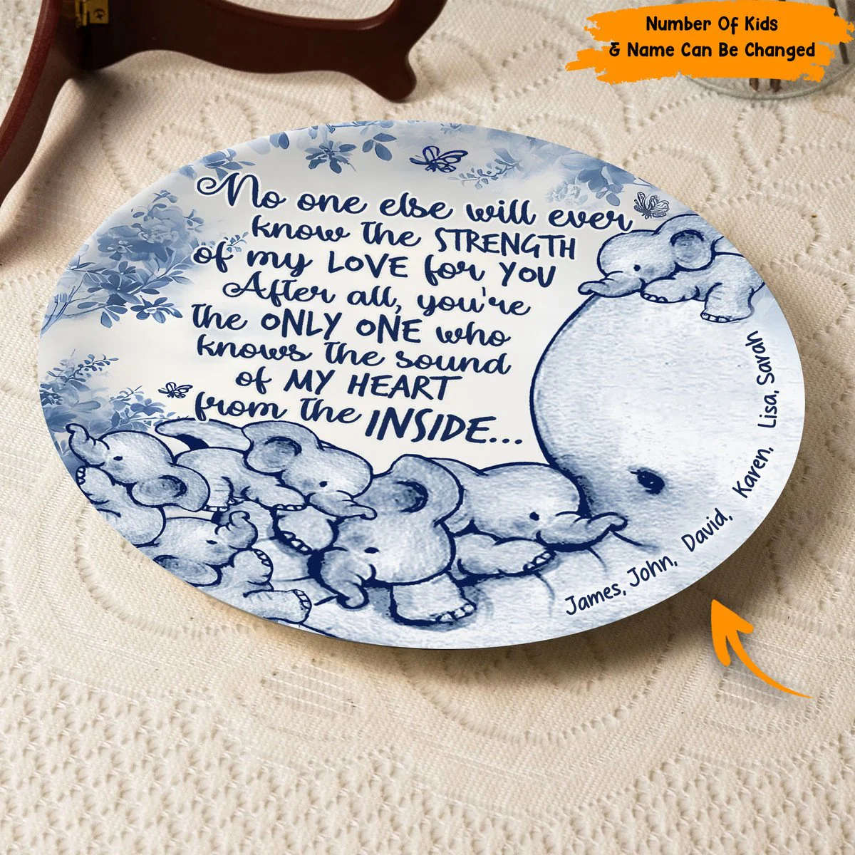 No One Else Will Ever Know - Personalized Mother Elephant Ceramic Round Plate - Image 6
