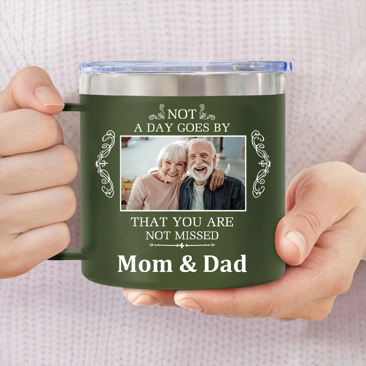 Not A Day Goes By That You Are Not Missed - Personalized 14oz Stainless Steel Tumbler With Handle - Image 3