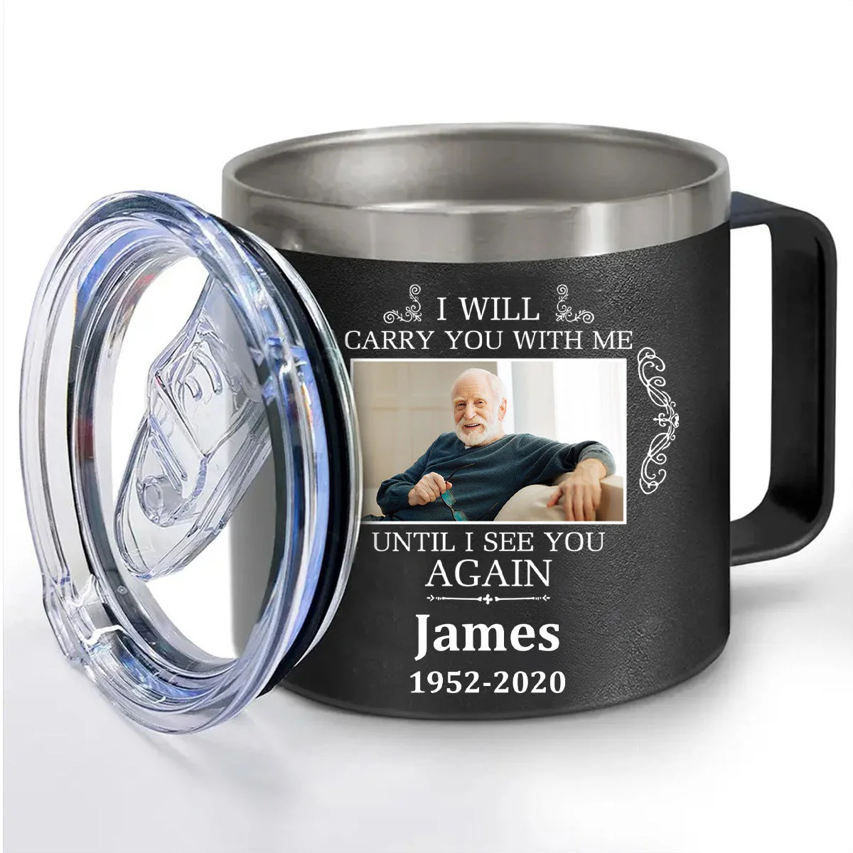 Not A Day Goes By That You Are Not Missed - Personalized 14oz Stainless Steel Tumbler With Handle - Image 4