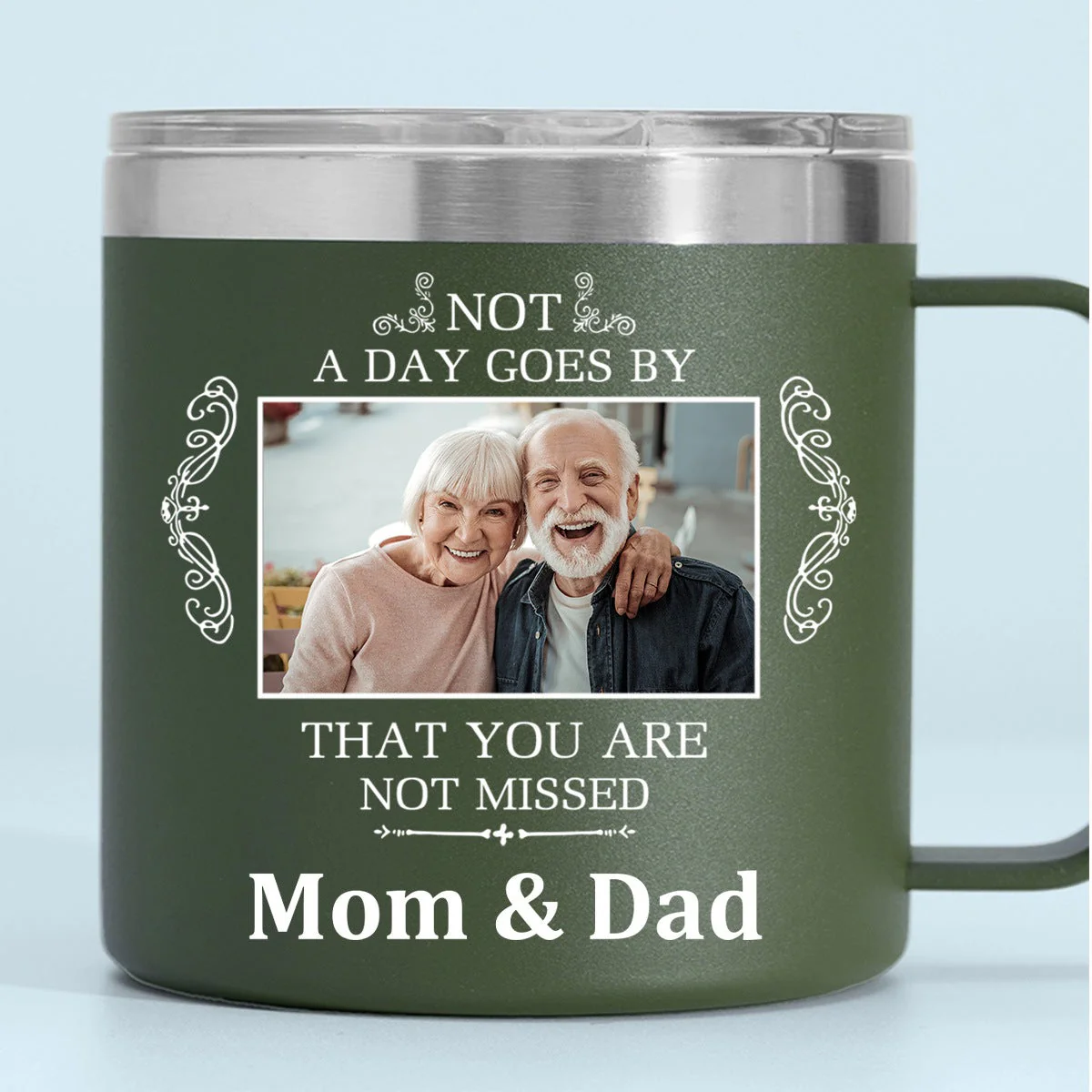 Not A Day Goes By That You Are Not Missed - Personalized 14oz Stainless Steel Tumbler With Handle - Image 6