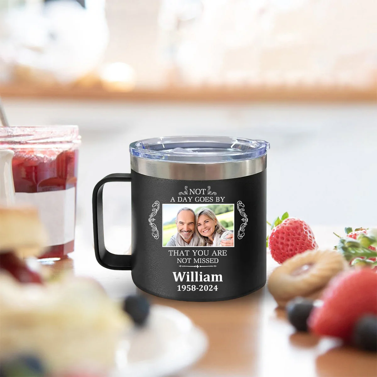 Not A Day Goes By That You Are Not Missed - Personalized 14oz Stainless Steel Tumbler With Handle - Image 7