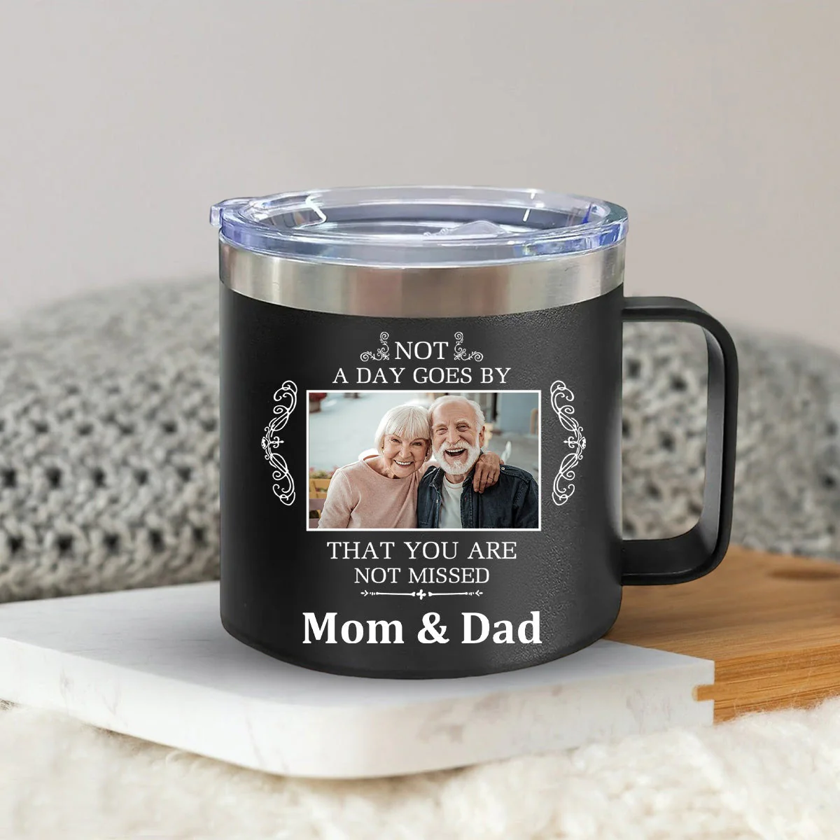 Not A Day Goes By That You Are Not Missed - Personalized 14oz Stainless Steel Tumbler With Handle - Image 9