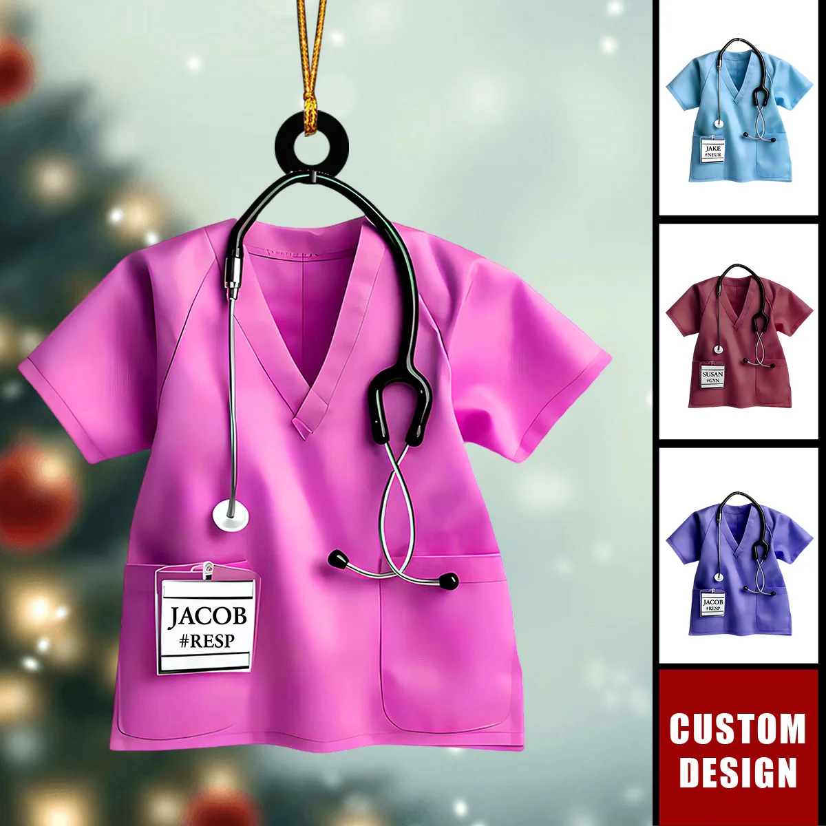 Nurse Uniform Custom Name Ornament, Christmas Gift For Nurse - Image 3