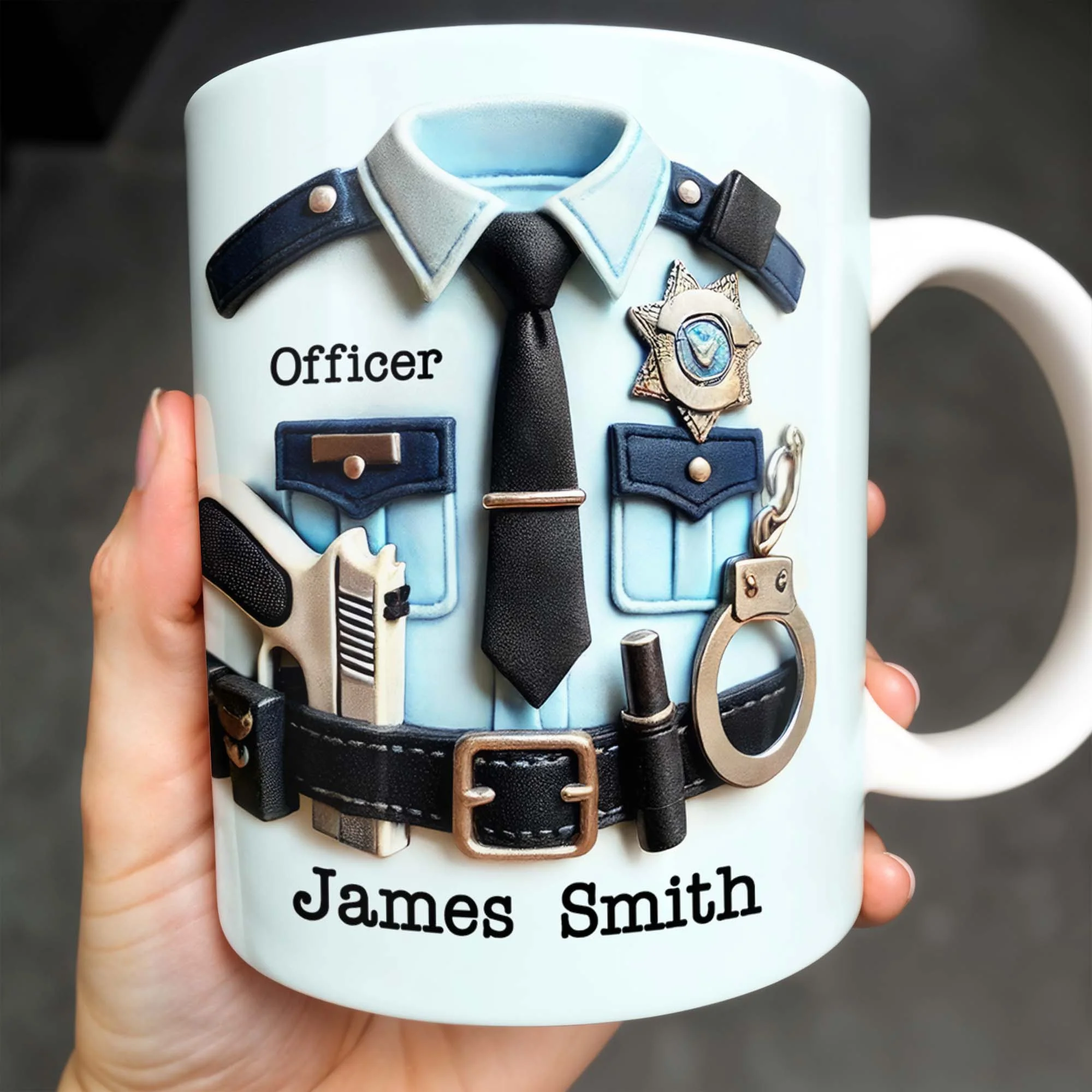 Officer, Police Uniform, Badge and Handcuffs, Custom Coffee Mug, Personalized Gift For Police Officers - Image 2