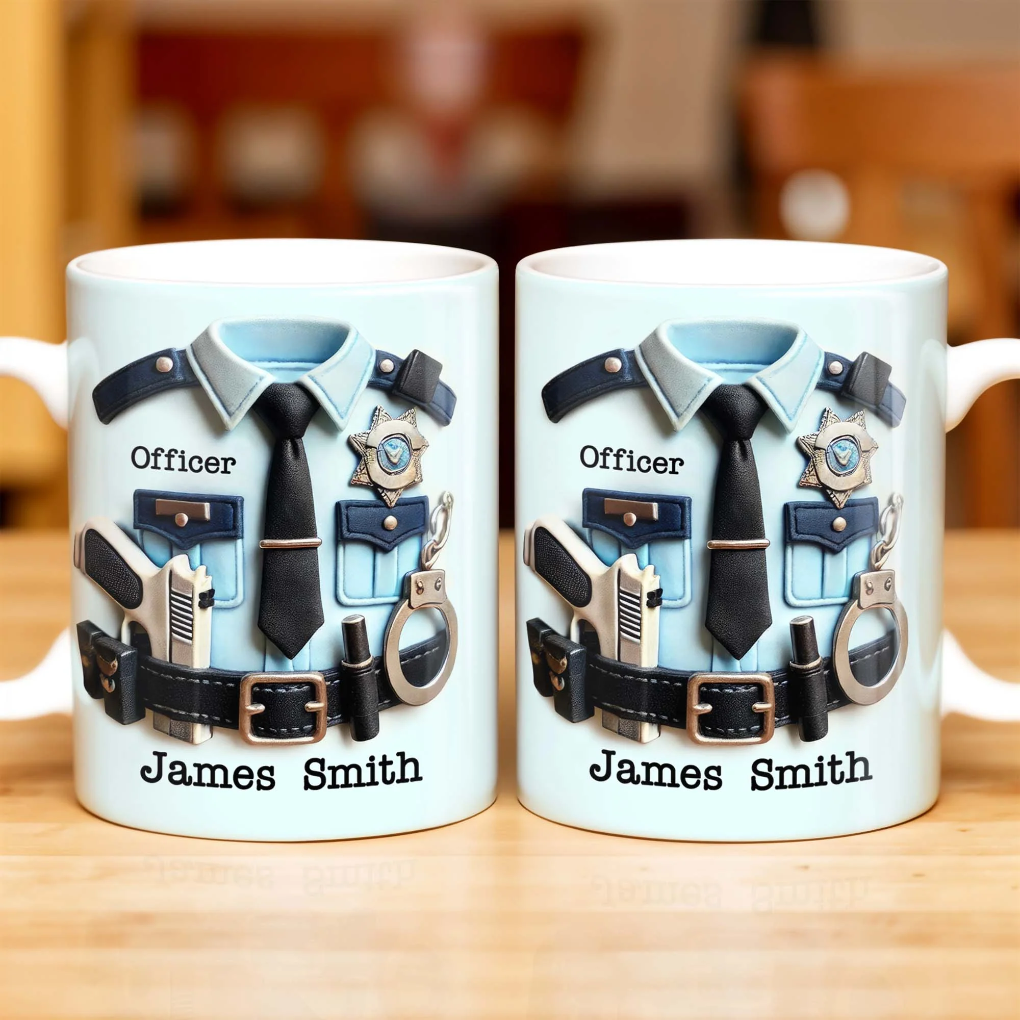 Officer, Police Uniform, Badge and Handcuffs, Custom Coffee Mug, Personalized Gift For Police Officers - Image 3