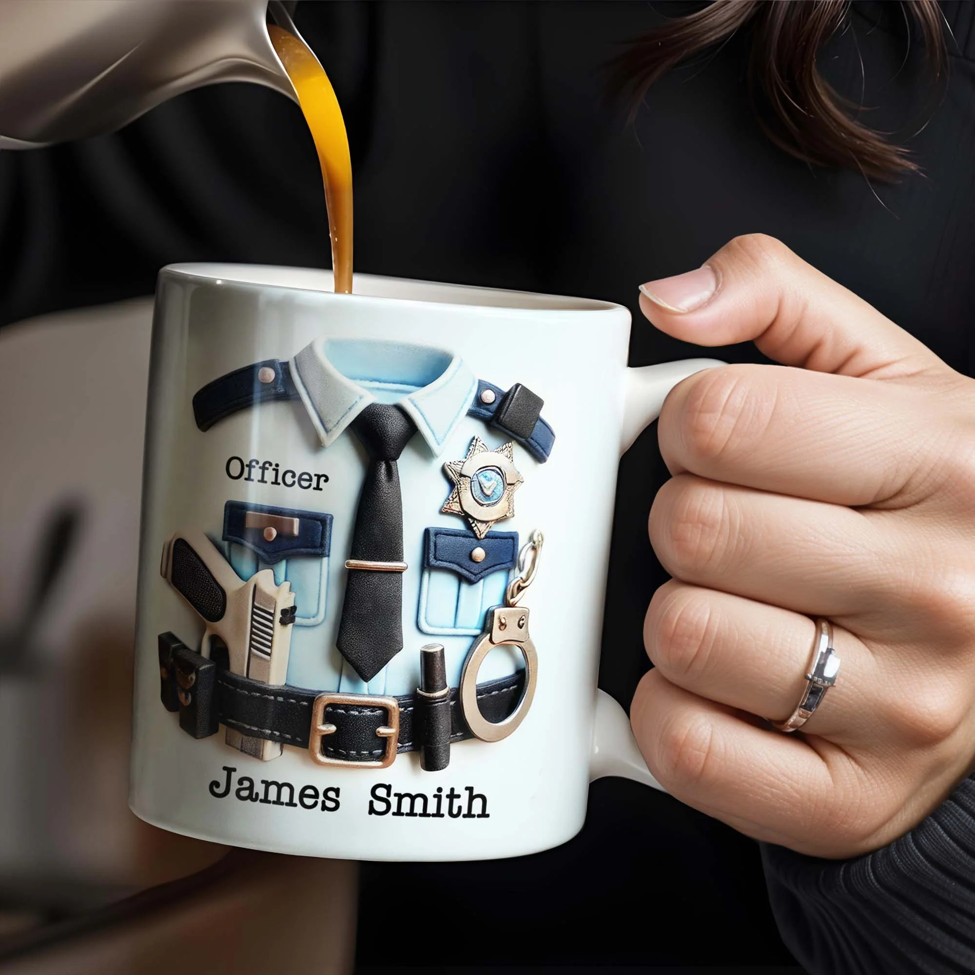 Officer, Police Uniform, Badge and Handcuffs, Custom Coffee Mug, Personalized Gift For Police Officers - Image 4