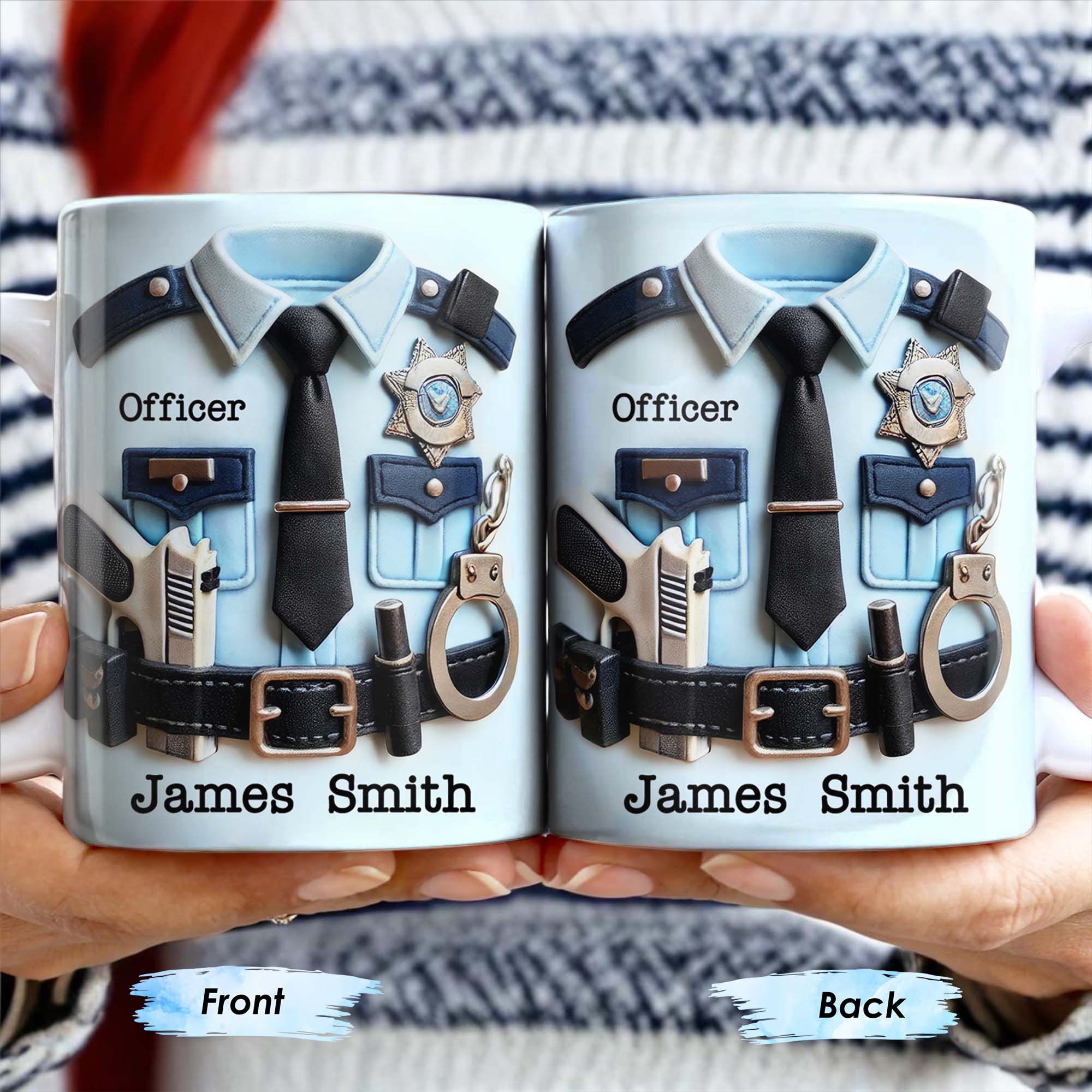 Officer, Police Uniform, Badge and Handcuffs, Custom Coffee Mug, Personalized Gift For Police Officers - Image 6