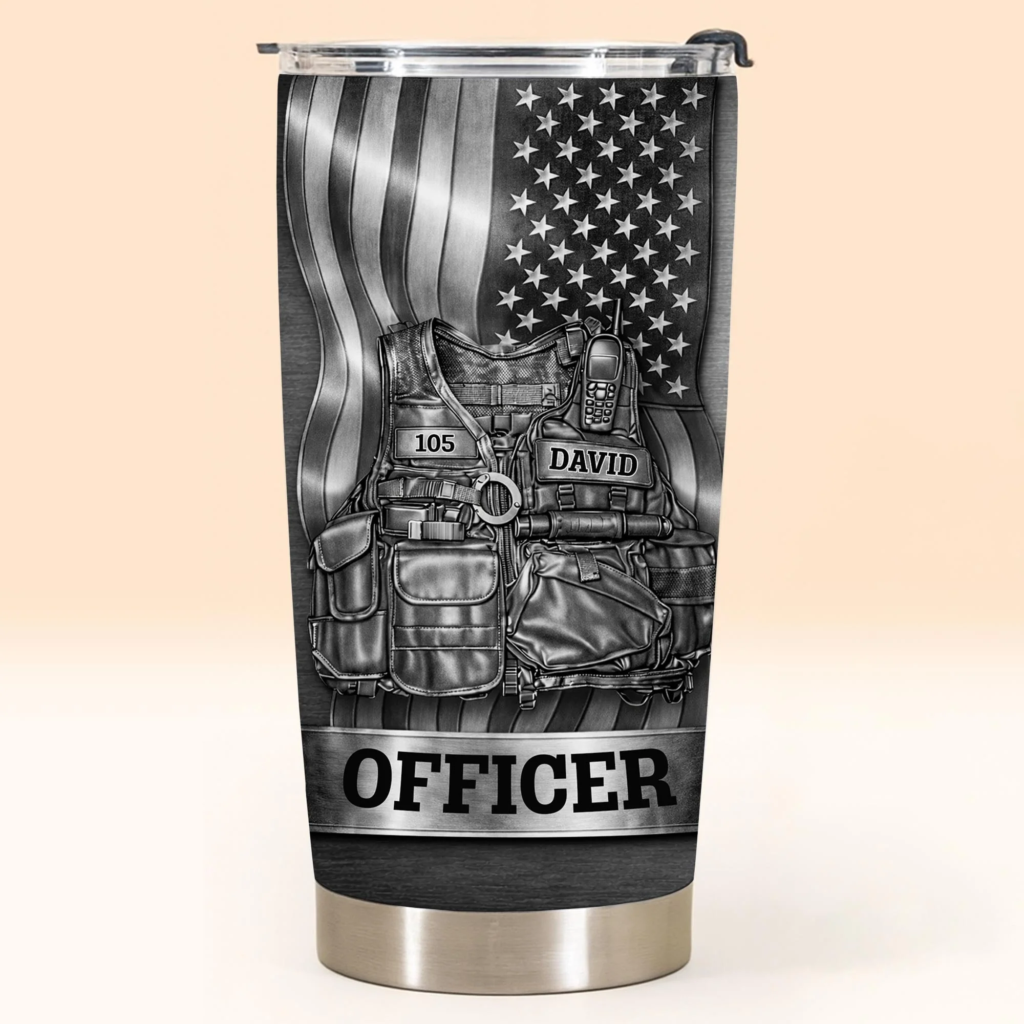Officer Tactical Vest, Personalized Stainless Steel Tumbler, Gift For Police Lovers - Image 9