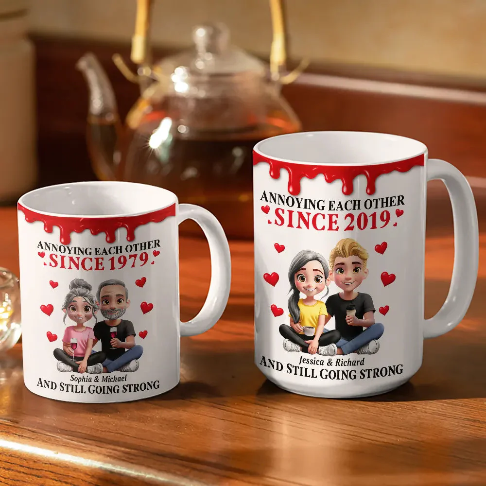Old Couple Annoying Each Other 3D Effect - Personalized White Edge-to-Edge Mug - Image 2