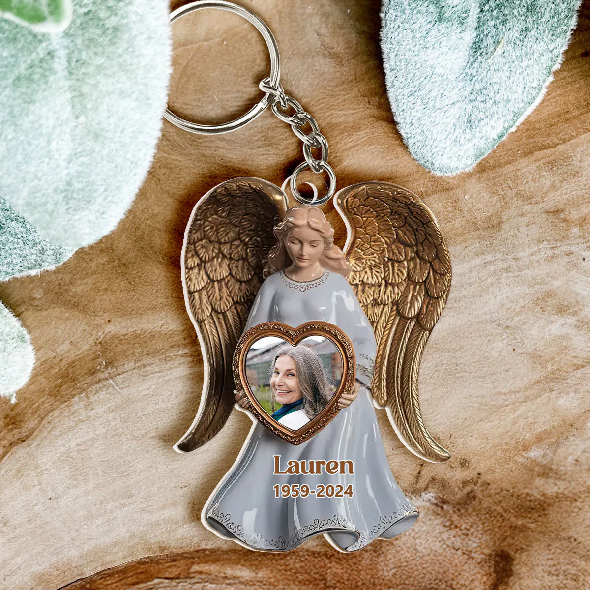 On Angel’s Wings - Personalized Acrylic Keychain - Image 2