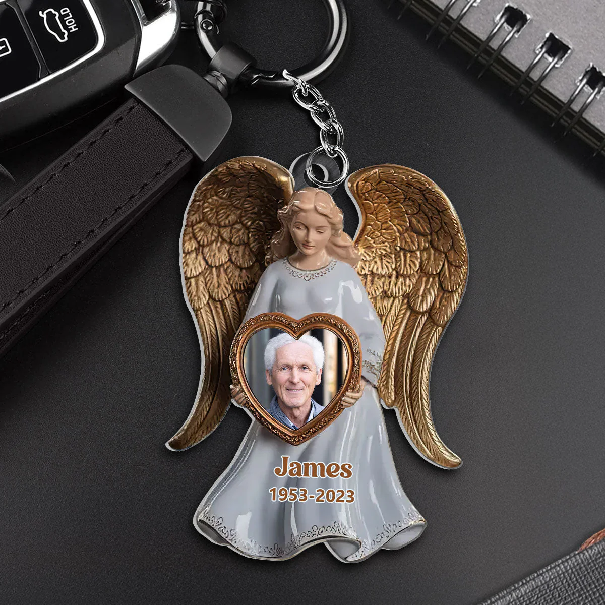 On Angel’s Wings - Personalized Acrylic Keychain - Image 5
