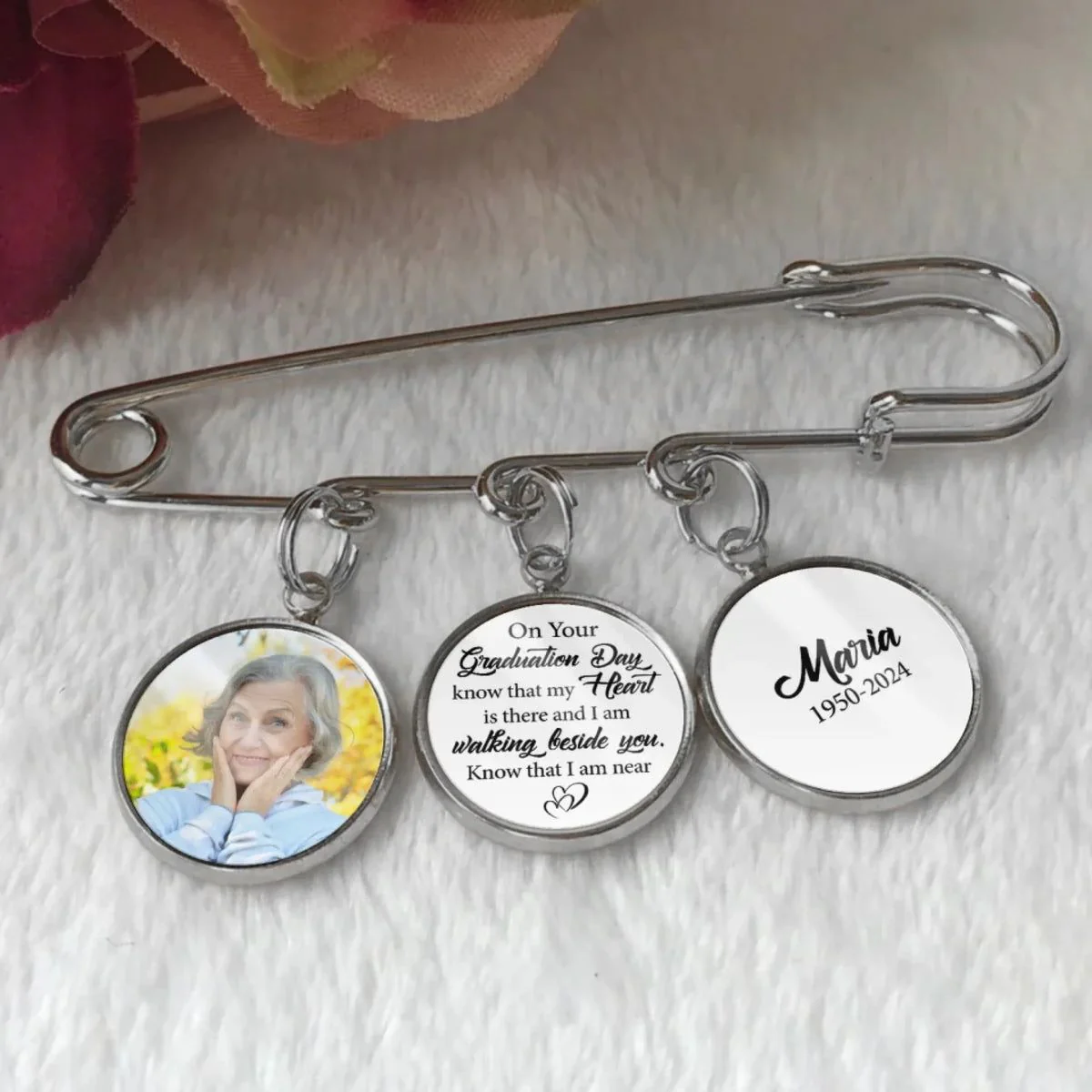 On Your Graduation Day Know That My Heart Is There And I Am Walking Beside You - Personalized Lapel Pin - Image 2