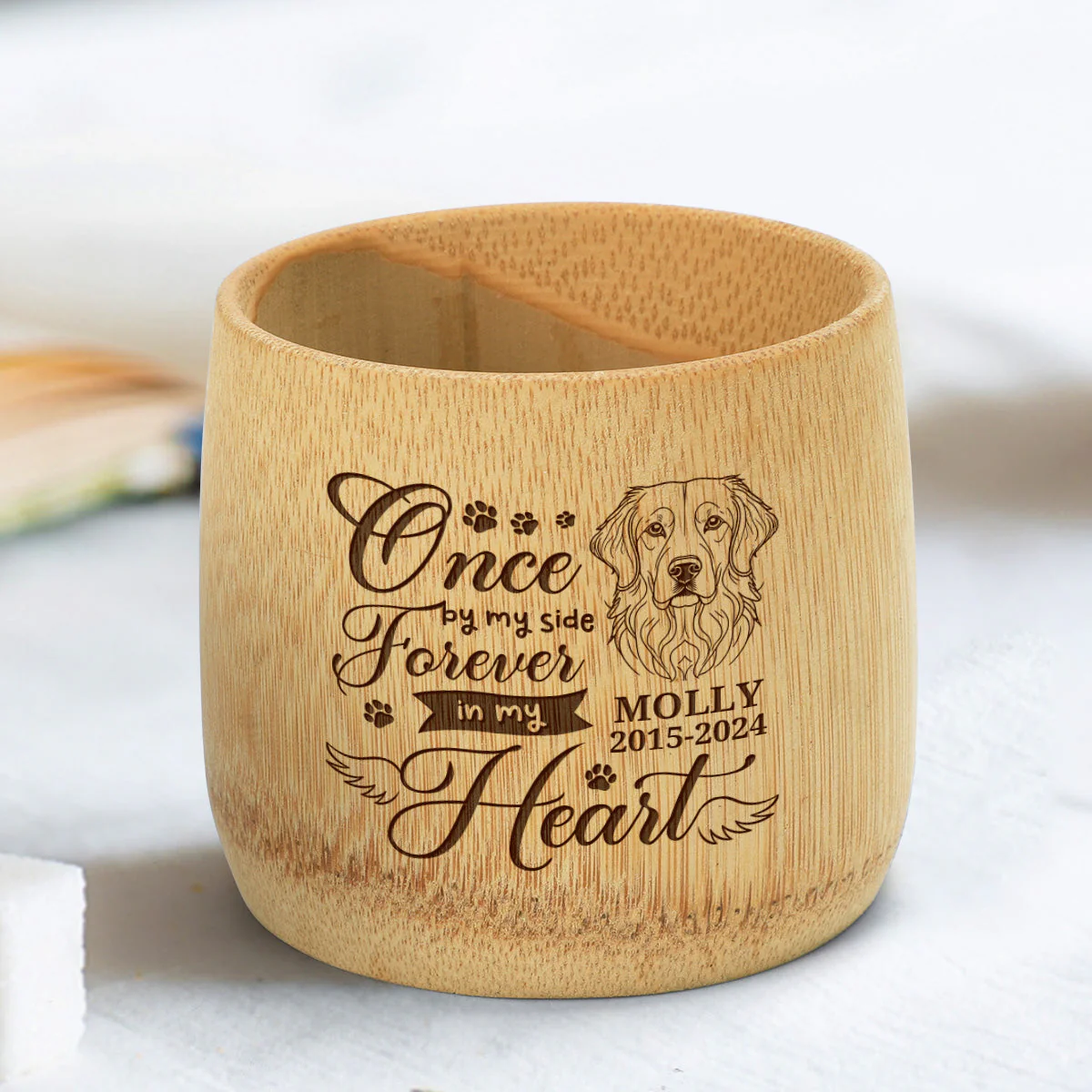 Once By My Side Forever In My Heart - Personalized Bamboo Cup Gift For Dog Lovers - Image 3