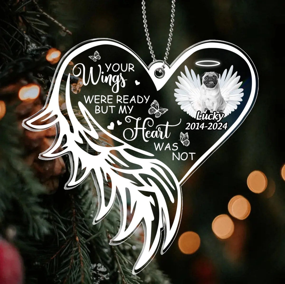 Once by my side forever in my heart Personalized Memorial Acrylic Ornament - Image 2