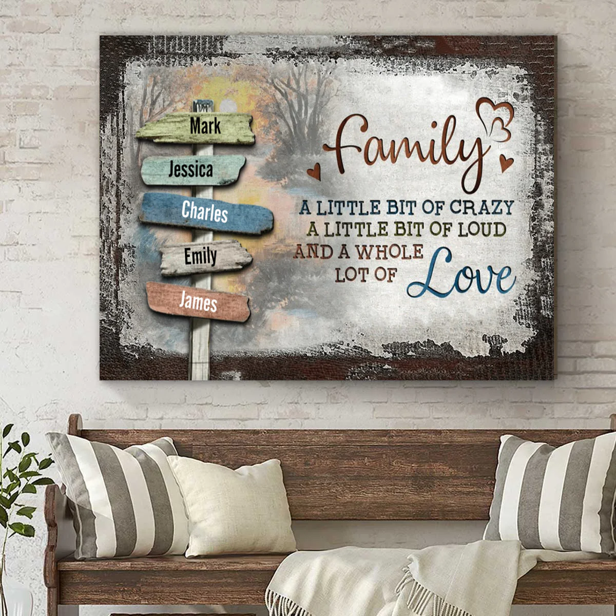 Our Crazy Loud Love - Personalized Family Vintage Sunset Canvas Poster - Image 3