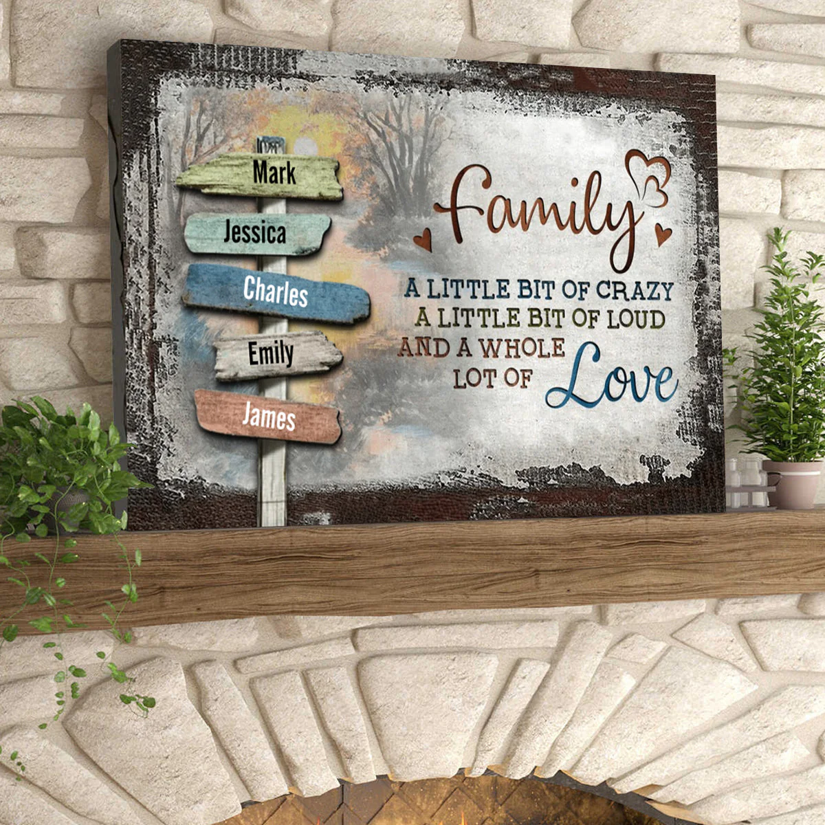 Our Crazy Loud Love - Personalized Family Vintage Sunset Canvas Poster - Image 4