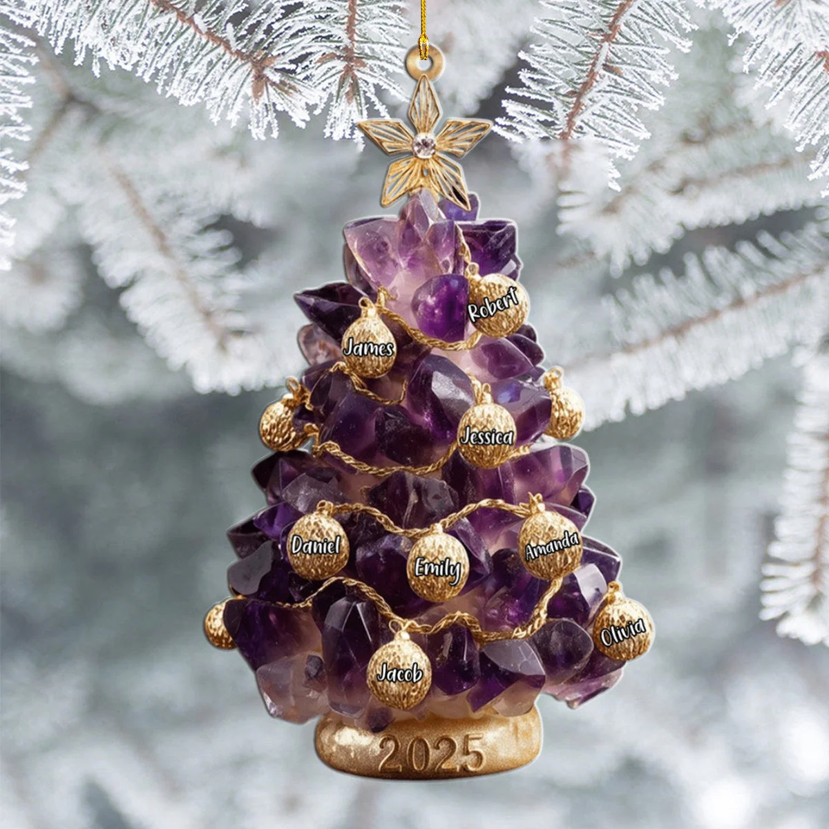 Our Family, Merry Christmas 2025 - Personalized Family Custom Shaped Acrylic Ornament - Image 3
