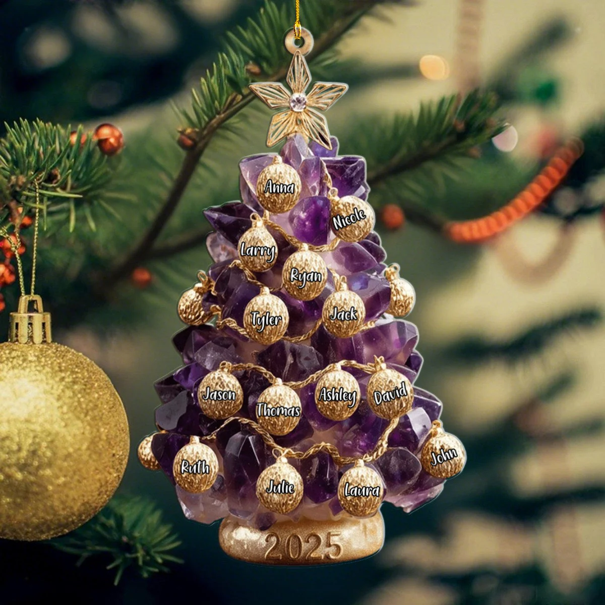 Our Family, Merry Christmas 2025 - Personalized Family Custom Shaped Acrylic Ornament - Image 4
