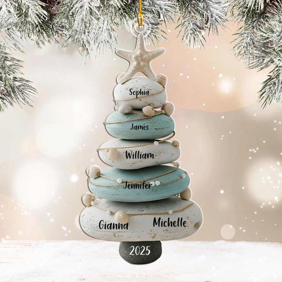 Our Family, Merry Christmas 2025 - Personalized Family Ornament - Image 5