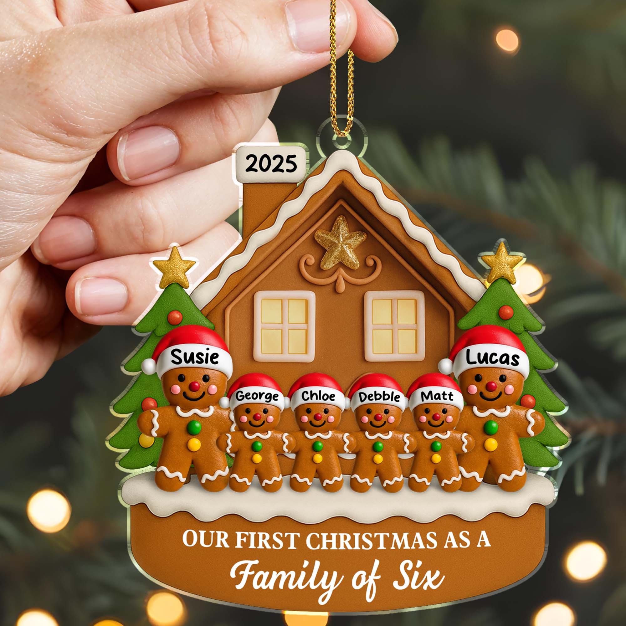 Our First Christmas As A Family Personalized House Acrylic Ornament - Image 2