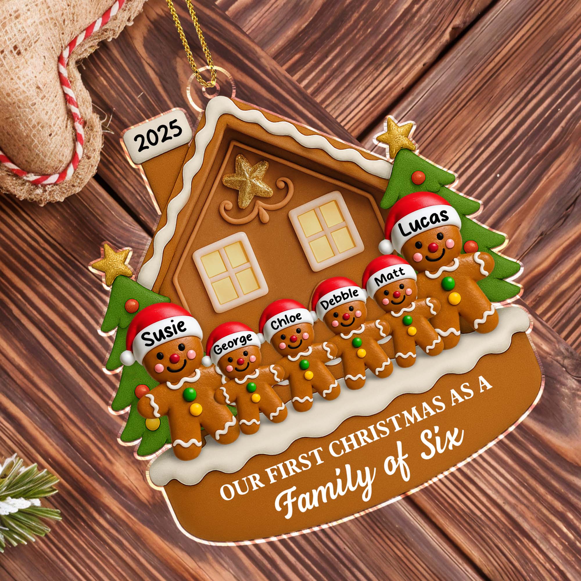 Our First Christmas As A Family Personalized House Acrylic Ornament - Image 3