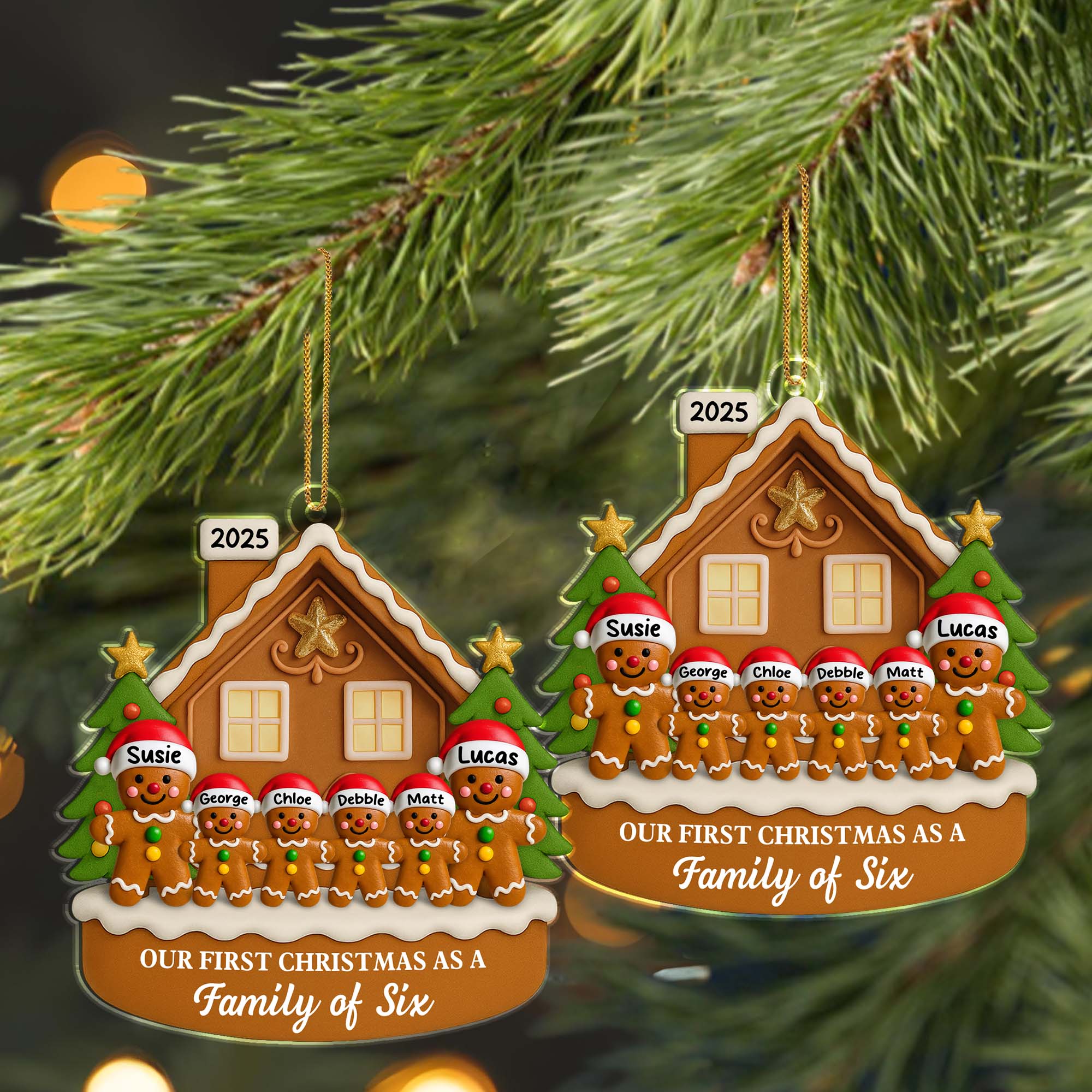 Our First Christmas As A Family Personalized House Acrylic Ornament - Image 5