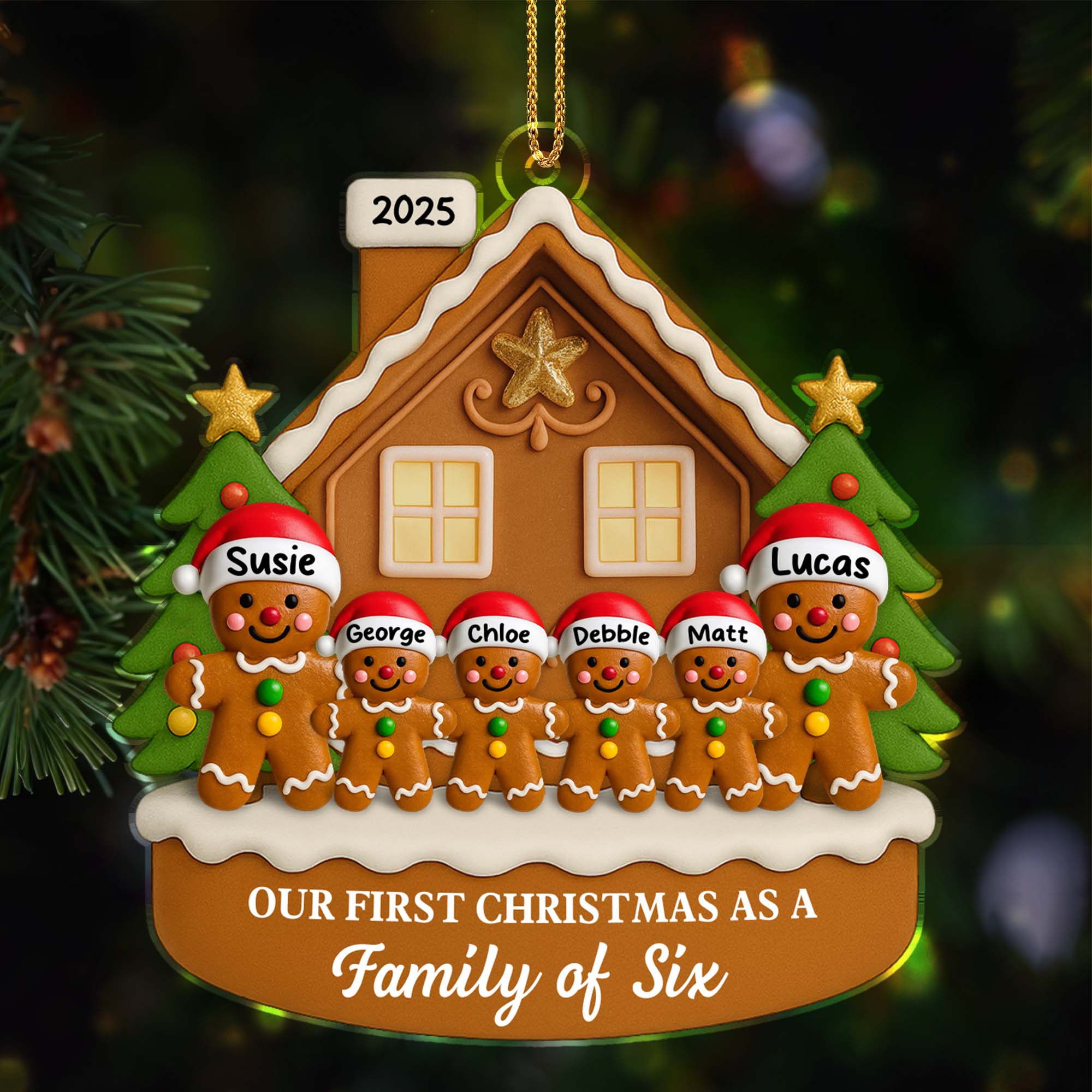 Our First Christmas As A Family Personalized House Acrylic Ornament - Image 6