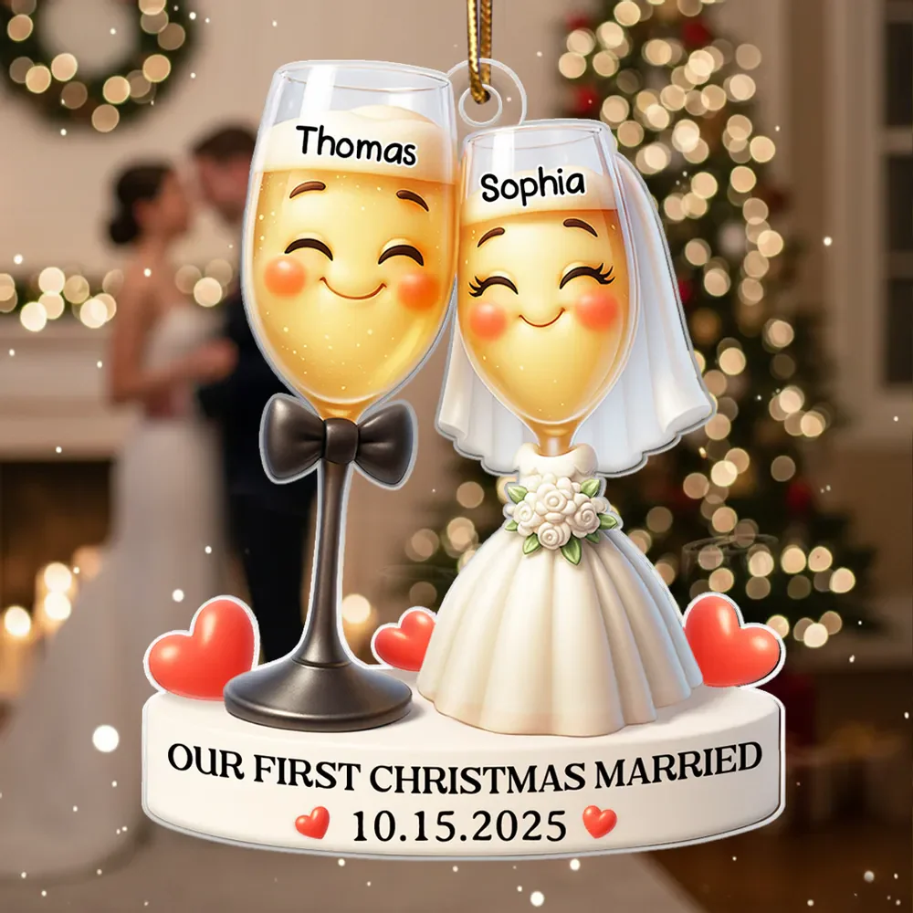 Our First Christmas Married - Personalized Acrylic Ornament - Christmas Gift for Couple, for Wife, for Husband - Image 4