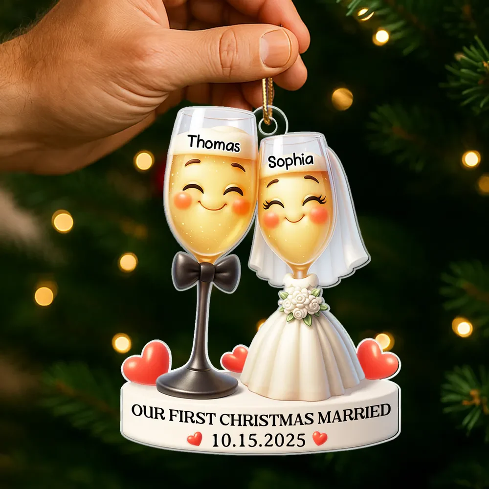 Our First Christmas Married - Personalized Acrylic Ornament - Christmas Gift for Couple, for Wife, for Husband - Image 5