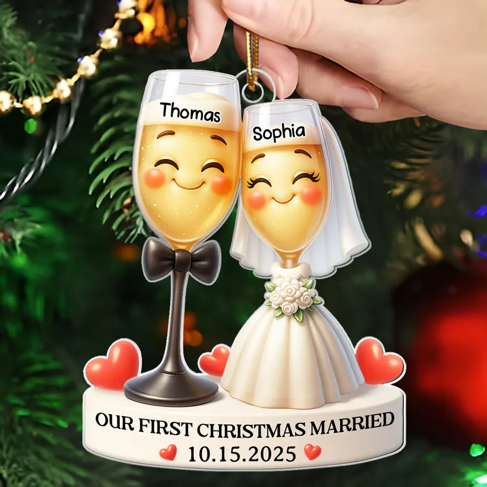 Our First Christmas Married - Personalized Acrylic Ornament - Christmas Gift for Couple, for Wife, for Husband - Image 6