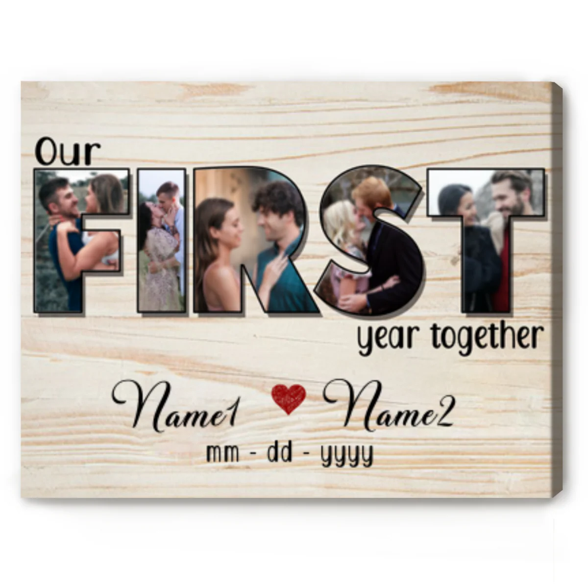 Our First Year Together Personalized Photo Collage Canvas/Poster, Valentine's Day Gifts - Image 2