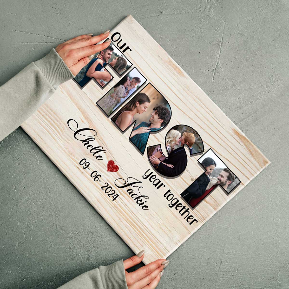 Our First Year Together Personalized Photo Collage Canvas/Poster, Valentine's Day Gifts - Image 4