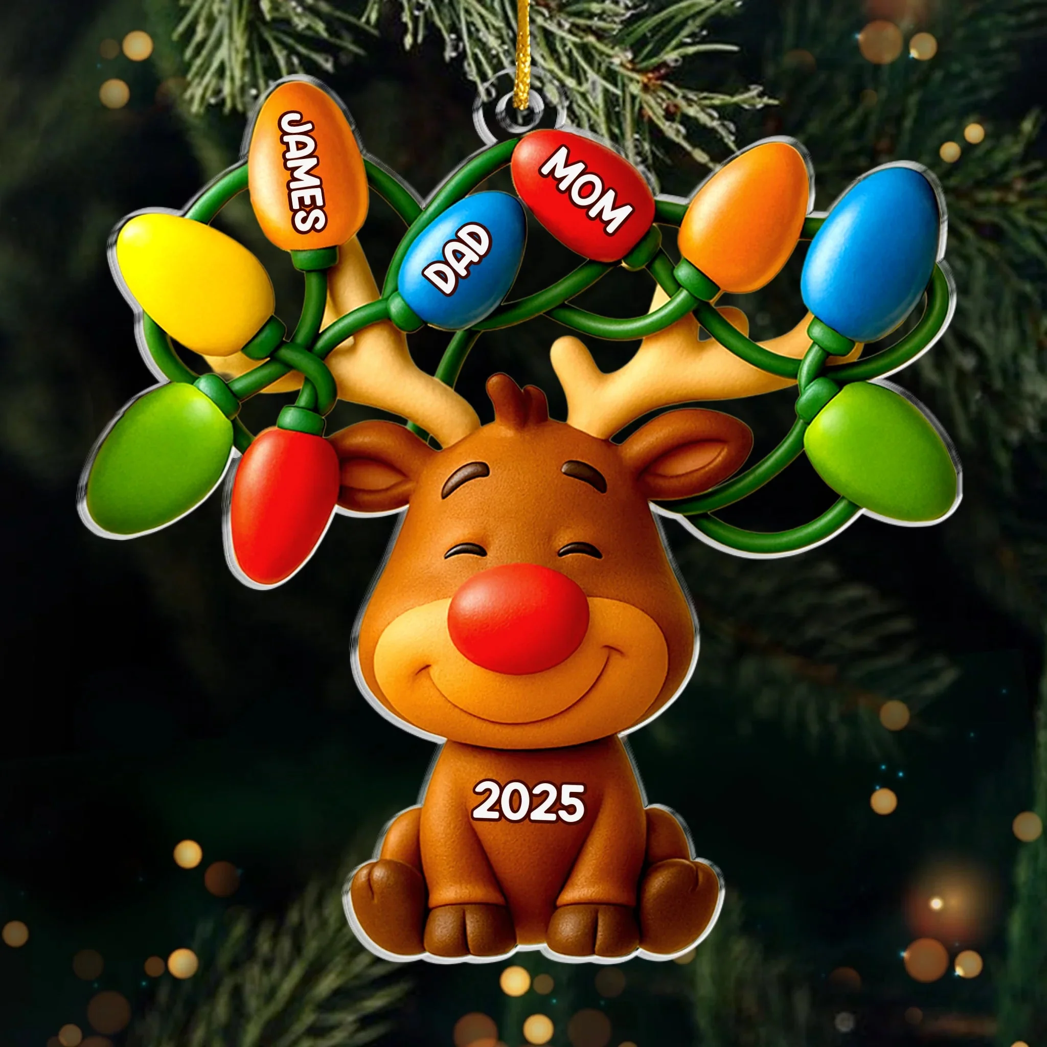 Our Reindeer Crew Personalized Christmas Acrylic Ornament Gifts For Mom, Dad, Kids - Image 2