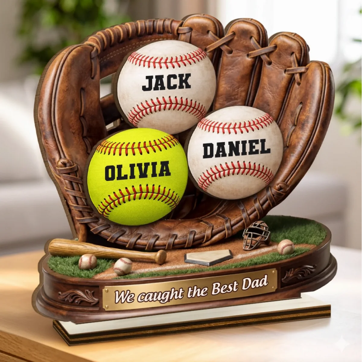 Our Roots Begin With You-Baseball Wooden Plaque - Personalized Mother's Day, Father's Day Gifts For Mom, Dad - Image 2